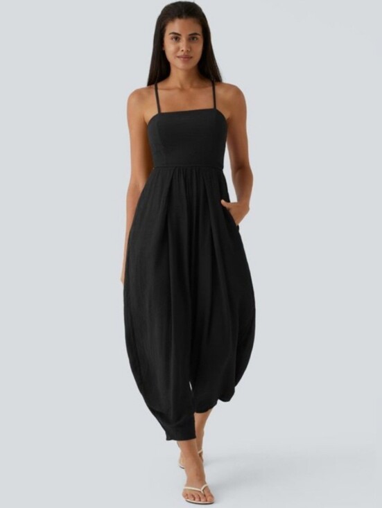 HALARA Pants - HALARA Black Spaghetti-Strap Resort Jumpsuit Size XL